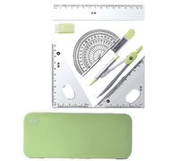 Ysyqkn Juego de Regla, Transportador Y para Material Matemático Y Geométrico, con Estuche Rígido Ergonómico. Ideal para Estudiantes, Profesores, Aul, Caja Cerrada Verde