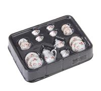 Ysyqkn Juego de Té de en Miniatura para Casa de Muñecas, 15 Platillos.