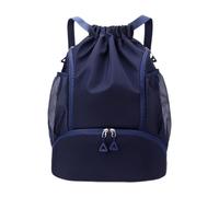 Ysyqkn Mochila de Baloncesto con Cordón, Ligera, Waterproof, with Compartmento para Zapatos, Color, Azul Oscuro