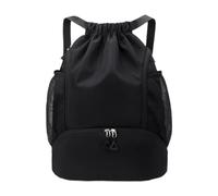 Ysyqkn Mochila de Baloncesto con Cordón, Ligera, Waterproof, with Compartmento para Zapatos, Color, Negro