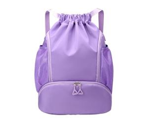 Ysyqkn Mochila de Baloncesto con Cordón, Ligera, Waterproof, with Compartmento para Zapatos, Color, PÚrpura