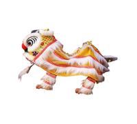 Ysyqkn Muñeco de Marioneta como Juguete Tradicional Chino de Danza del León Hecho de Felpa PP Y Tela, Figura de Muñeco con Control Manual, Festivo, Amarillo Blanco