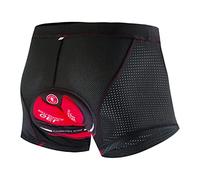 Ysyqkn Pantalones Cortos Interiores de Ciclismo para Hombre, Acolchados con Espuma 3D de Poliéster, Transpirables, Adecuados para Ciclistas Profesionales, Rojo, M