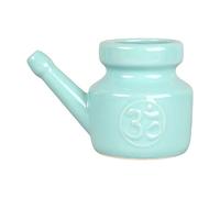 Ysyqkn Pot de Cerámica para Enjuague Nasal, Fácil de Limpiar, Portátil, para Viajes, Limpieza Nasal, Enjuague Nasal, Lavado Nasal, 350 Ml, Azul claro