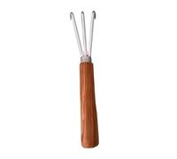 Ysyqkn Rastrillo de Jardinería Pequeño de Mano con 3 Dientes, Herramienta para Desherbar, para Y Aflojar, con Mango de Madera Y Metal. Prácti, Marrón Oscuro