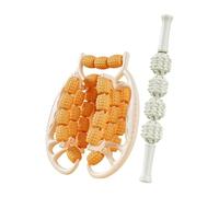 Ysyqkn Rodillo de Masaje Manual de 2 Piezas para Piernas, Brazos Y Cuello con 29 Rodillos de Masaje, Fabricado Adecuado para, Naranja