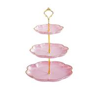 Ysyqkn Soporte para Cupcakes, Soporte para Pasteles, Soporte para Postres, Plato de Frutas, Soporte Moderno de Varios Niveles con Asa Fácil para La Hora del, Rosa, Individual