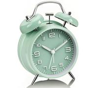 YsyYey - Reloj despertador analógico, con doble campana, extra fuerte para personas con sueño profundo, sin tictac, funciona con baterías con luz nocturna, reloj de mesa vintage de metal para adultos
