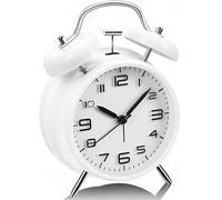 YsyYey - Reloj despertador analógico, con doble campana, extra fuerte para personas con sueño profundo, sin tictac, funciona con baterías con luz nocturna, reloj de mesa vintage de metal para adultos