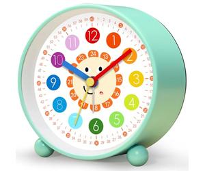 YsyYey Reloj despertador para niños sin tic tac, despertador analógico para niños que comienzan la escuela, reloj despertador educativo para niños y niñas, despertador para niños con luz nocturna