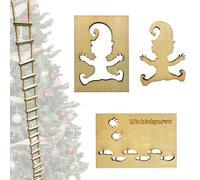YSYZM Accesorios de duendes navideños, 4 unidades, plantilla con huellas de gnomo, escalera de punto, madera, accesorios de Papá Noel, accesorios de Navidad, carriles de glorieta, accesorios