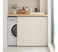 YSZBD Cortinas para armarios, cortinas para estantes de muebles de cocina, cortinas cortas de café para colocar debajo del fregadero con barra autoadhesiva, impermeables, a prueba de polvo (beige, 100