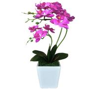 YSZL 15"" Tall Artificial Silk Phalaenopsis Orchid Flower Plant Pot Arrangements Dark Blue-Purple