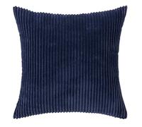 YT-KOKE Solid Corduroy Throw Pillow Covers 18x18 Inch, Decorative Striped Soft Couch Pillow Cases for Couch Bed Decor (Navy Blue)