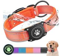 Ytanest Soporte para Collar de Perro Airtag 100% Impermeable Compatible con Apple Air Tag Integrado para Perros Pequeños y Grandes, Naranja 01, L