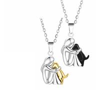 YTAXYZWR Collar Mujer Plata 2 Unidades Colgante Perro 45cm Abrazando Dorado y Negro Regalo emotivo para Amantes de Mascotas