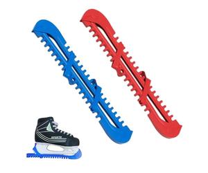 YTAXYZWR Protector de Cuchillas para Patines de Hielo 2 Pares Rojo y Azul 34,5 cm Funda Protectora para Patines de Hockey sobre Hielo Uso Fuera del Hielo Resistente y Ajustable