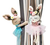 YTBHSHXZ 2 Correas de sujeción con diseño Conejito Flores, Tejido Suave y Dibujos Animados, botón elástico(Pink+Blue)