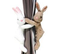 YTBHSHXZ 2 Correas de sujeción con Forma Conejito Pascua, Suaves y esponjosas, botón elástico(White+Brown)