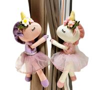 YTBHSHXZ 2 Correas de sujeción Unicornio Tejido Suave con Dibujos Animados y botón elástico(Pink+Purple)