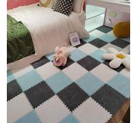 YTBHSHXZ 24 alfombras entrelazadas de Espuma entrelazada, cuadradas Felpa Suave for Escalada, Antideslizantes(White+Light Blue+Gray,12x12x0.4in)