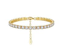 YTBHSHXZ， 4MM Corte Redondo Rosa Pulseras de Tenis para Las Mujeres S925 Plata esterlina clásico Laboratorio Crecido Diamantes Pulsera de Tenis(White Gold_White Gold)