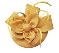 YTBHSHXZ， Accesorios for el cabello for mujer, velos de novia decorados con plumas, tocado for cóctel o fiesta.(Gold)