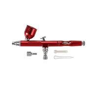 YTBHSHXZ, Aerógrafo de doble acción con boquilla de 0,3 mm, pistola pulverizadora, pinceles rojos/dorados for decoración de tartas, manicura de uñas, con llave y pajita.(NT 133R)