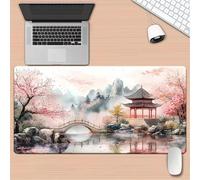 YTBHSHXZ Alfombrilla de ratón con diseño jardín japonés, Bordes cosidos y Base Antideslizante. Ideal for Usar en casa, la Oficina, Juegos Trabajar(900x400x2mm)