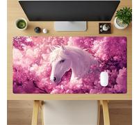 YTBHSHXZ Alfombrilla de ratón Larga for Teclado y con diseño Caballo Flor Rosa, Lavable, Base Goma Antideslizante(700x400x2mm)