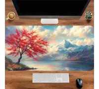 YTBHSHXZ Alfombrilla de ratón Larga for Teclado y con diseño río árboles Rojos, Lavable Base Goma Antideslizante(700x400x3mm)