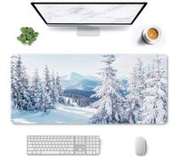 YTBHSHXZ Alfombrilla de ratón y Teclado con diseño montaña Bosque Invernal, Bordes cosidos Base Antideslizante. Ideal for el hogar, la Oficina, Juegos Trabajo(700x300x3mm)
