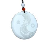 YTBHSHXZ Amuleto de collar con colgante ocho diagramas Jade blanco Natural Yin Yang Yinyang Tai Chi