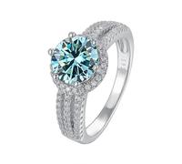 YTBHSHXZ Anillo de compromiso moissanita corte redondo 2 ct, color D, VVS1, for mujer, amarillo, verde y rosa(Blue,7)