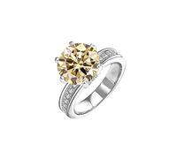 YTBHSHXZ Anillo de compromiso moissanita verde/amarilla/rosa 5 quilates con diamantes VVS1 talla redonda for mujer, color D(Light Yellow,5)