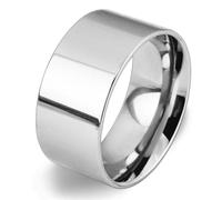 YTBHSHXZ anillos, Anillo de acero inoxidable 10 mm ancho, estilo sencillo y elegante, con diseño rosa, banda ancha, pulido parte superior plana, for hombres mujeres(Silver,U)