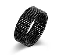 YTBHSHXZ anillos, Anillo unisex de 8 mm, ligero y flexible, acero titanio (4 g)(Black,Q)