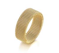 YTBHSHXZ anillos, Anillo unisex de 8 mm, ligero y flexible, acero titanio (4 g)(Gold,Q)