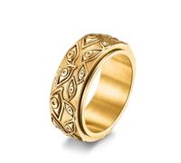YTBHSHXZ anillos, Pulsera giratoria EDC vintage de acero titanio con diseño múltiples ojos, estilo místico y antiestrés. Tallas estadounidenses 6 a 14(Gold,Z+1)