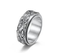 YTBHSHXZ anillos, Pulsera giratoria EDC vintage de acero titanio con diseño múltiples ojos, estilo místico y antiestrés. Tallas estadounidenses 6 a 14(Silver,Q)