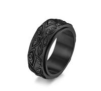 YTBHSHXZ anillos, Pulsera giratoria EDC vintage de acero titanio con diseño múltiples ojos, estilo místico y antiestrés. Tallas estadounidenses 6 a 14(Black,Z+2.5)