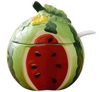 YTBHSHXZ Azucarero de cerámica con forma fruta, salero, pimentero, recipiente for condimentos tapa y cuchara