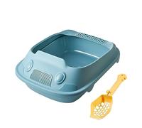 YTBHSHXZ Bandeja Sanitaria para Gatos Grande， Inodoro for Gatitos, Lavabo for Arena for Gatos con Cuchara, Elevador for Todo Tipo de Arena for Gatos, Accesorios fáciles de Limpiar,(Blue,37x51x19.5cm)