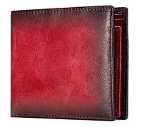 YTBHSHXZ Cartera compacta de Cuero Suave con Ranuras for múltiples Tarjetas y Bloqueo, Monedero Elegante e Informal, Viene Caja Regalo(Red,Without Box)