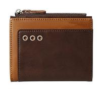 YTBHSHXZ Cartera Corta de Cuero for Hombre con Cierre Cremallera, 8 Compartimentos for Tarjetas, 1 Compartimento for Monedas, for Efectivo(Bruin)