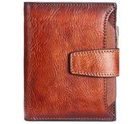 YTBHSHXZ Cartera de Cuero con Bloqueo for identificación Foto, Cierre Cremallera y Bolsillo for Monedas, Tarjetero(Oranje)