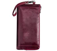 YTBHSHXZ Cartera de Cuero for Hombre, con 9 tarjeteros, Ventana for identificación y Monedero, Carteras largas(Red)