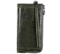 YTBHSHXZ Cartera de Cuero for Hombre, con 9 tarjeteros, Ventana for identificación y Monedero, Carteras largas(Grün)