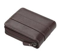 YTBHSHXZ Cartera de Cuero for Hombre, con Bolsillo for Monedas, Compartimento for Dinero, Tarjetero, Monedero y Cremallera, Genuino(Bruin)