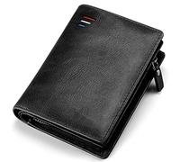 YTBHSHXZ Cartera de Cuero for Hombre, con Bolsillo for Monedas, Tarjetero, Plegable, Fina, Genuino(Black)